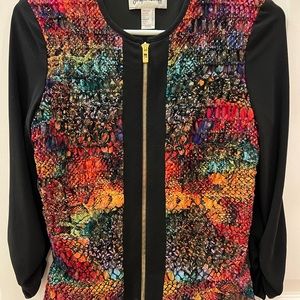 Joseph Ribkoff Multi-Color Lined Jacket with clear sequins